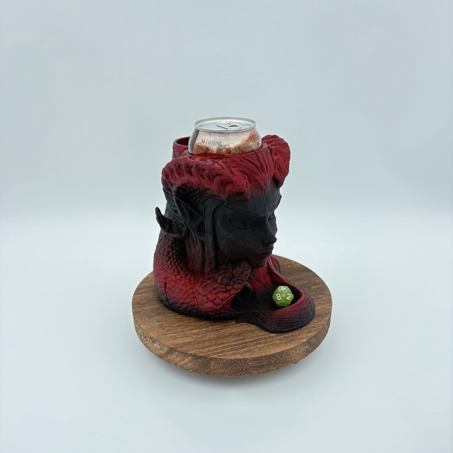 Infernal Gambit Can Holder & Dice Tower - Tiefling & Serpent Fantasy Accessory for TTRPGs - Approx. 6" x 5.5" x 5.5"