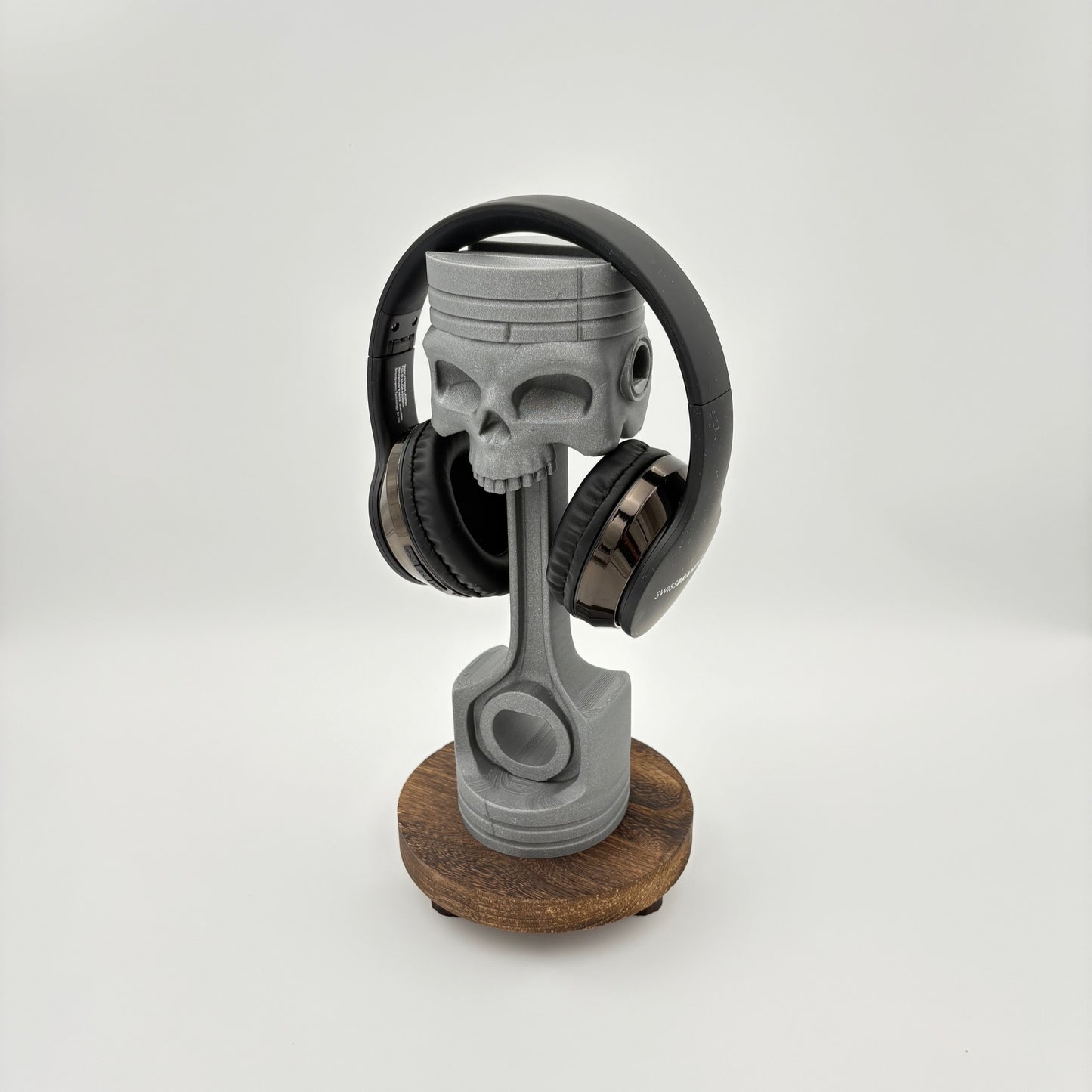 Piston Reaper Headphone Holder - Skull & Engine-Inspired - Approx. 3.5" x 3.5" x 11"