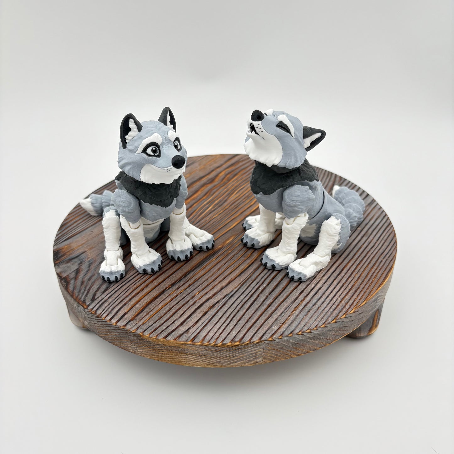 Wolves - Flexi 3D Printed - Howling Wolf & Smiling Wolf (approx. 4" tall Sitting)