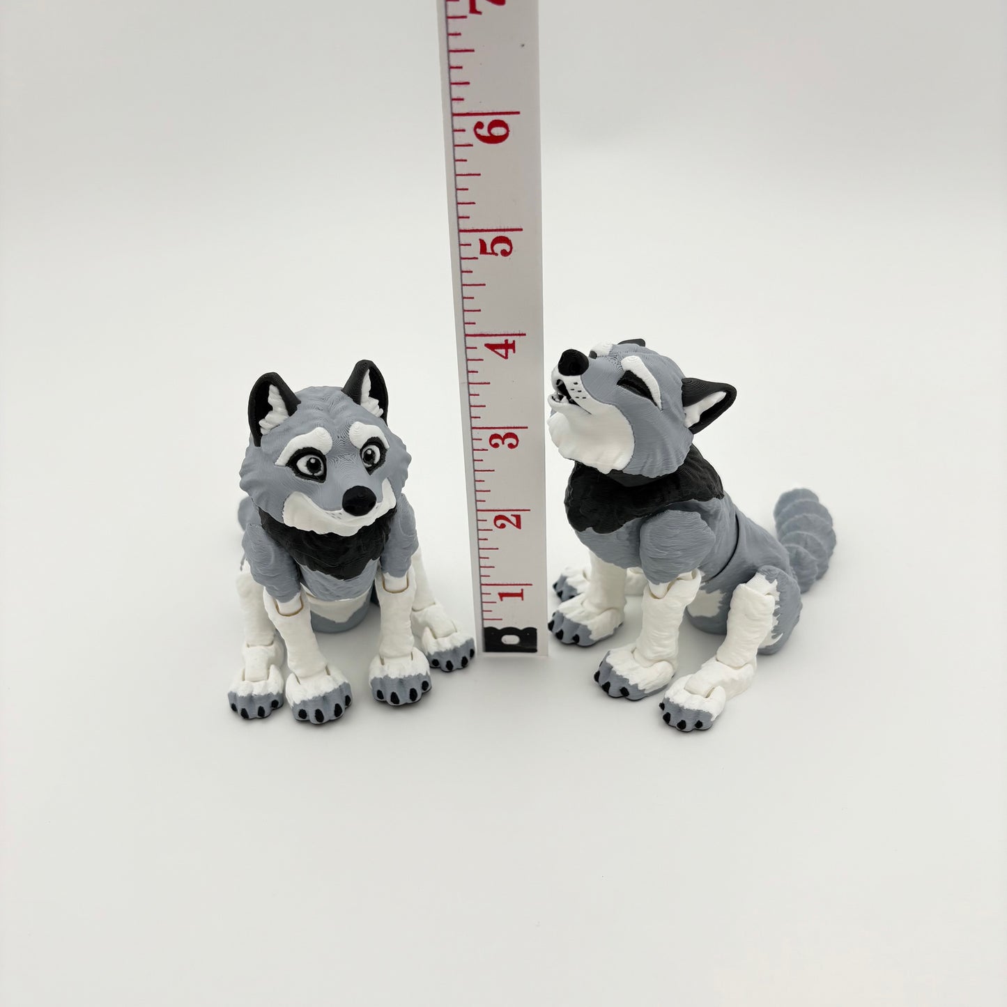 Wolves - Flexi 3D Printed - Howling Wolf & Smiling Wolf (approx. 4" tall Sitting)