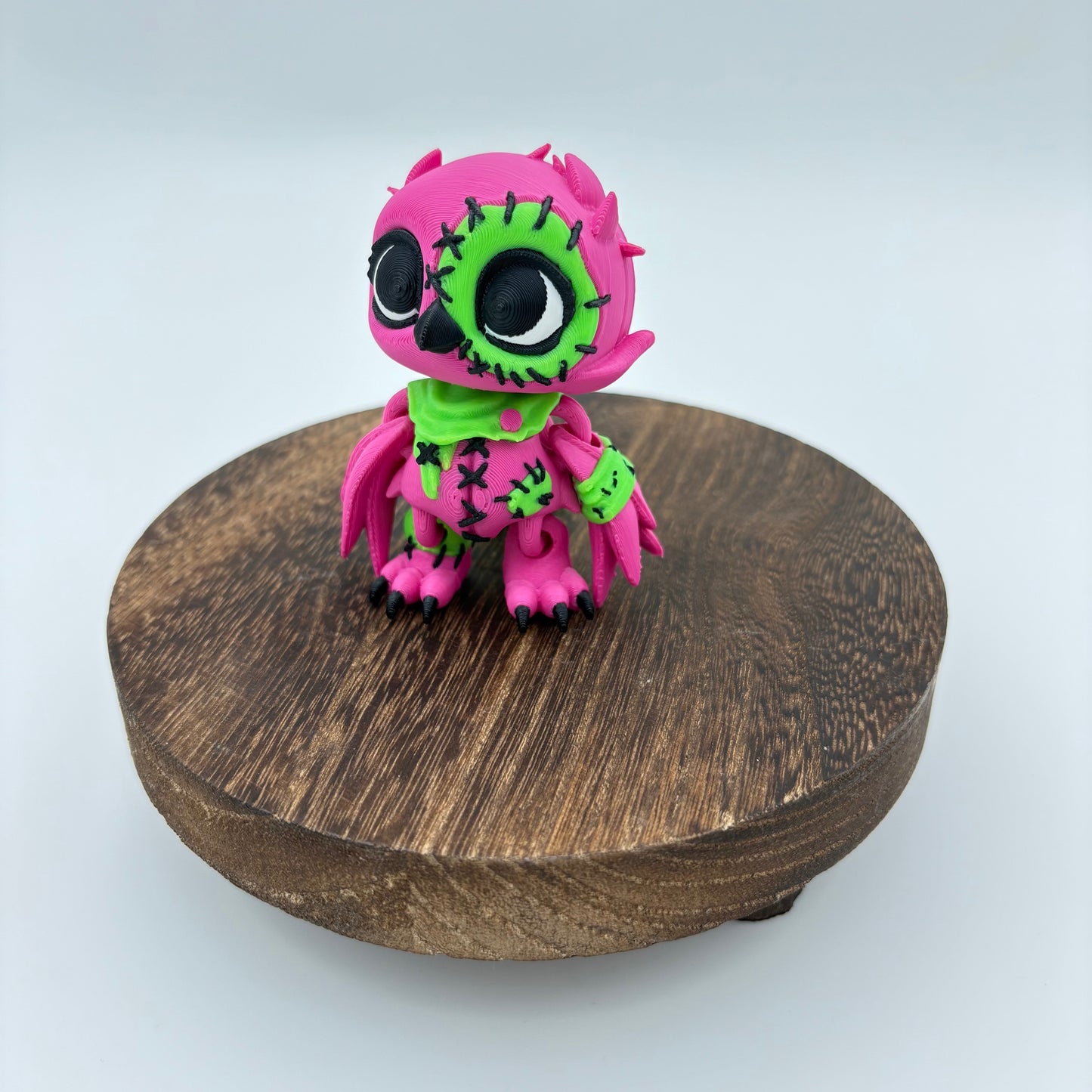 Owl - 3D Printed Articulated Owl Toy, with Fluorescent Green - Desk Pet