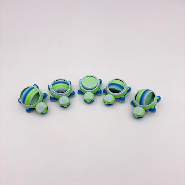 Turtle Gyro Fidget Spinner - 5 Textured Pattern Shells, 3D Printed Stress Relief Toy