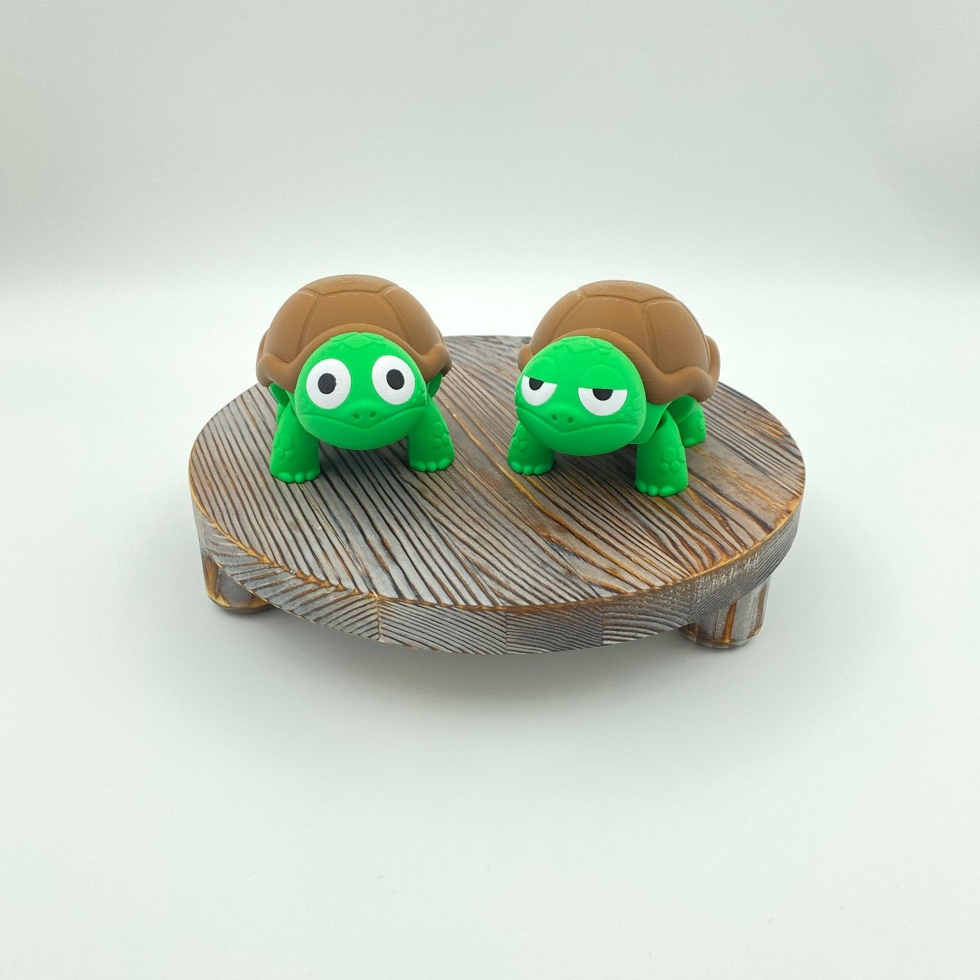 Twin Turtles of Emotion – Surprised & Unimpressed Companions - Articulated Flexi -Approx. 5" Long
