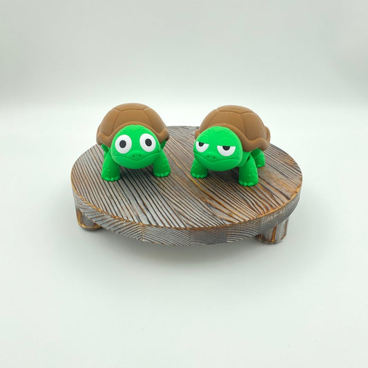 Twin Turtles of Emotion – Surprised & Unimpressed Companions - Articulated Flexi -Approx. 5" Long
