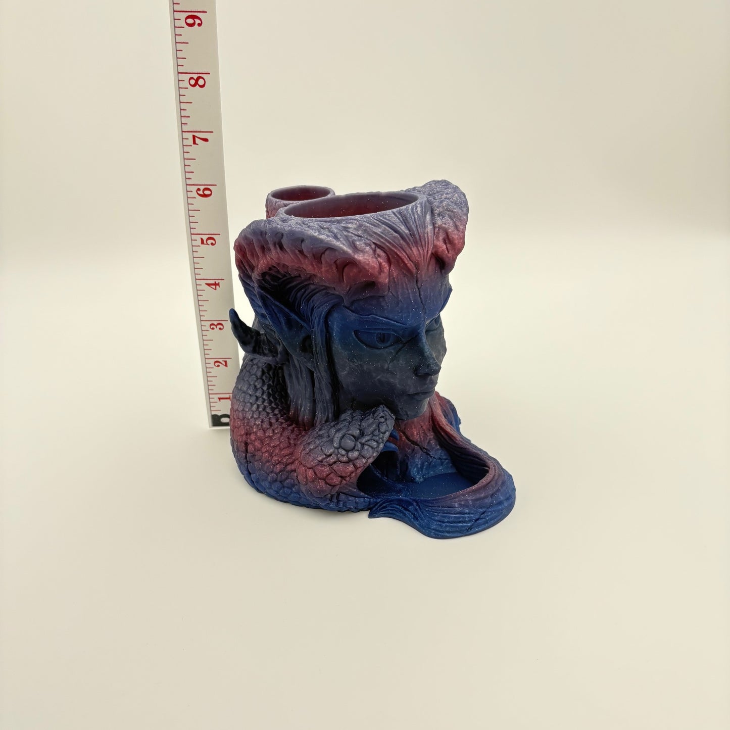 Infernal Gambit Can Holder & Dice Tower - Tiefling & Serpent Fantasy Accessory for TTRPGs - Approx. 6" x 5.5" x 5.5"