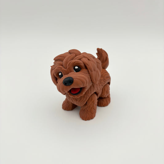 Cute Flexi LabraDoodle - Articulated 3D Printed Dog, Fidget Toy (approx. 4" long)