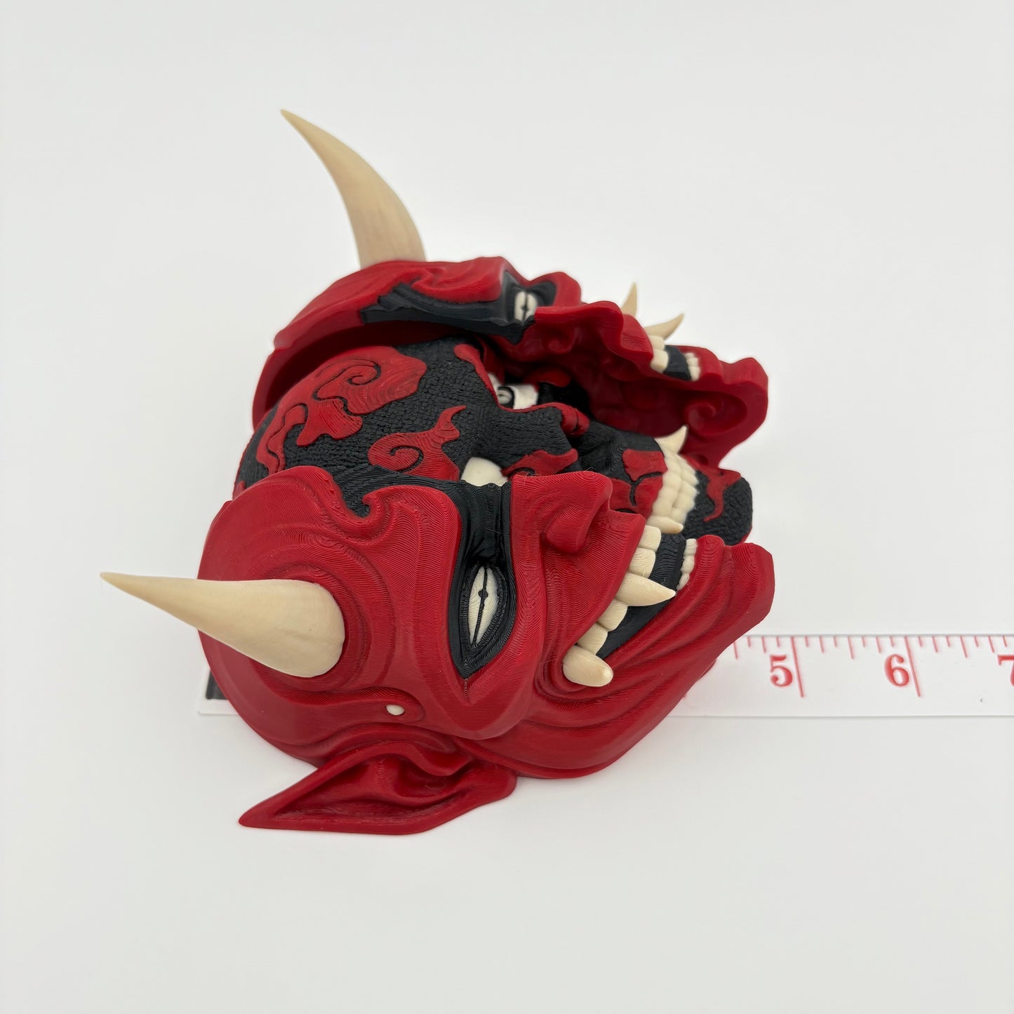 Behind Oni Wall Hangine - Intricate 3D Printed Japanese Style Mask Art