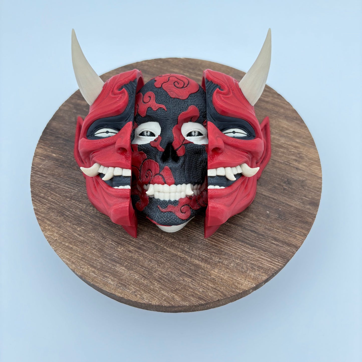 Behind Oni Wall Hangine - Intricate 3D Printed Japanese Style Mask Art