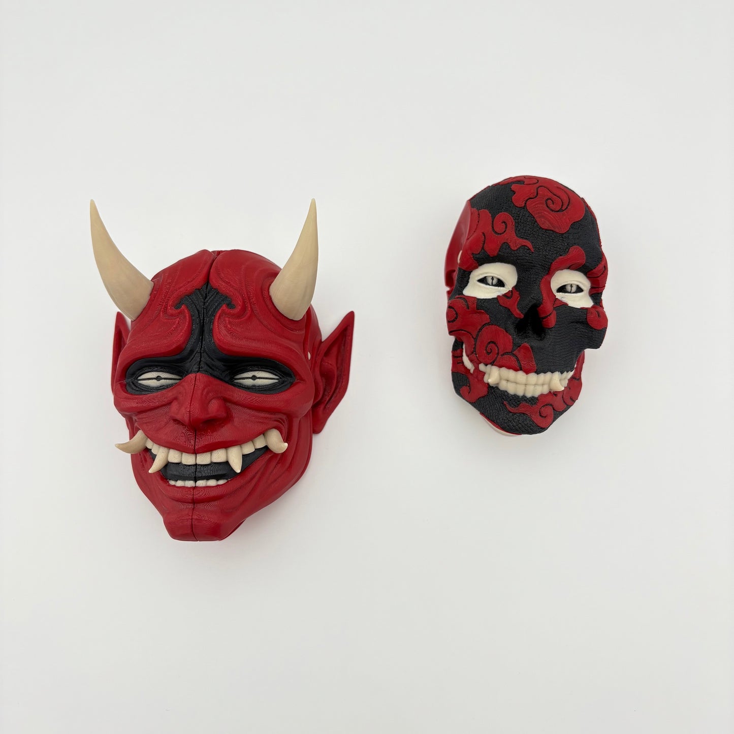 Behind Oni Wall Hangine - Intricate 3D Printed Japanese Style Mask Art