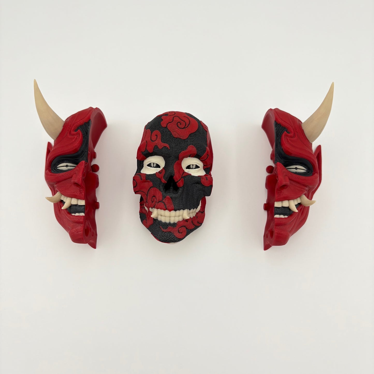 Behind Oni Wall Hangine - Intricate 3D Printed Japanese Style Mask Art